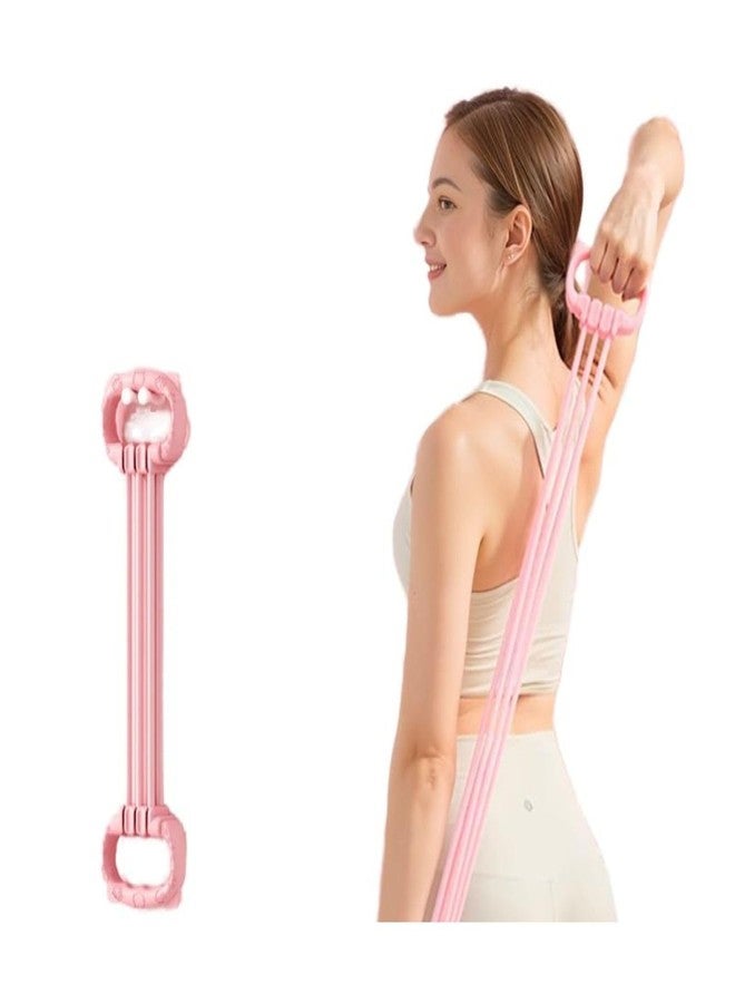 VIHANCO Adjustable Resistance Band Pull Rope for Women - Soft Latex Yoga & Fitness Stretching Band with 6 Tension Levels, Open-Back Design for Home Workout, Flexibility & Full-Body Training (Pink) - Image 1