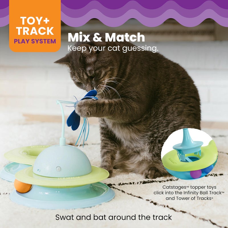 Catstages Infinity Ball Track for Cats with Two Balls, Including One Light-Up Ball, Figure-8 Shaped Cat Ball Track Compatible Topper Toys, Green - Image 5