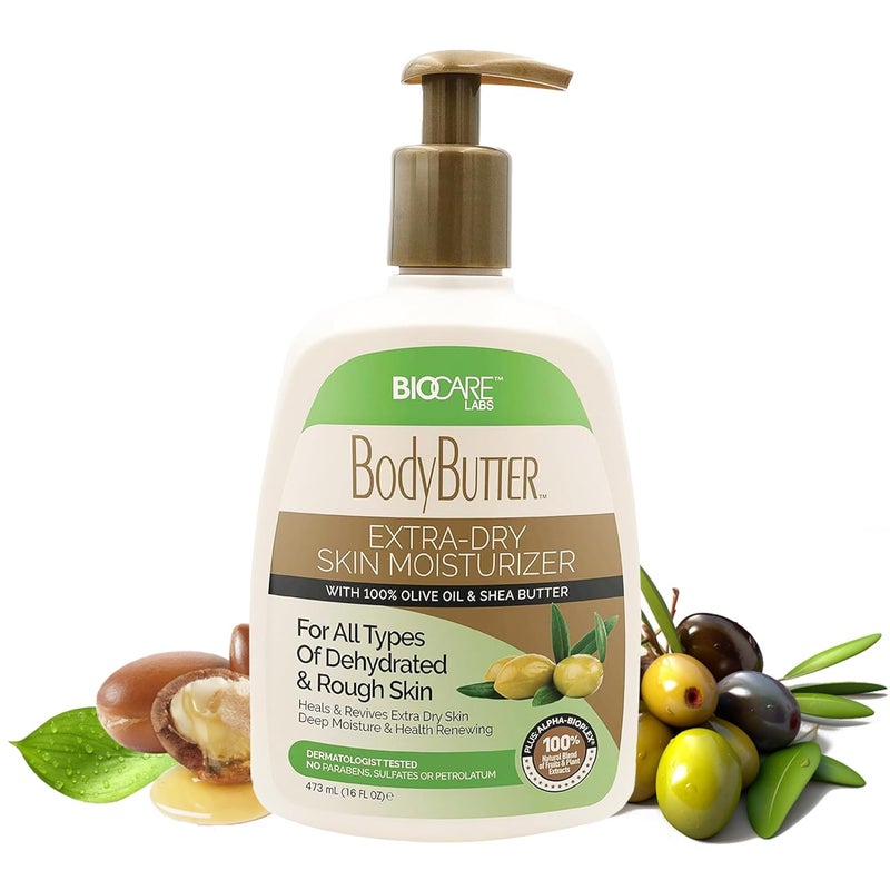 Biocare Labs Moisturizing Body Butter  Body Cream With Natural Shea Butter Olive Oil and Vitamin E  Instantly Penetrates and Deeply Renews Skin  Lotion Designed For Dry Skin 16 OZ