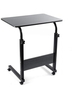 Generic Laptop Table with Wheels – Multi-Functional Adjustable Height Computer Desk – Ideal for Work and Study Beside Bed or Sofa – Wooden Surface with Sturdy Metal Frame  - Image 1