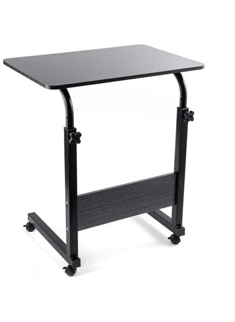 Laptop Table with Wheels – Multi-Functional Adjustable Height Computer Desk – Ideal for Work and Study Beside Bed or Sofa – Wooden Surface with Sturdy Metal Frame