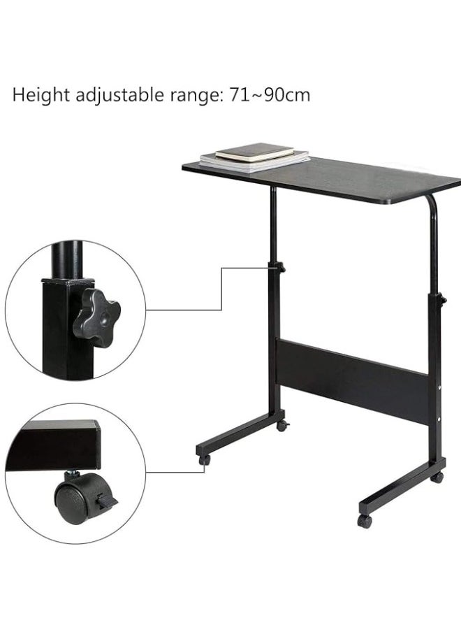 Generic - Laptop Table with Wheels – Multi-Functional Adjustable Height Computer Desk – Ideal for Work and Study Beside Bed or Sofa – Wooden Surface with Sturdy Metal Frame - Image 1
