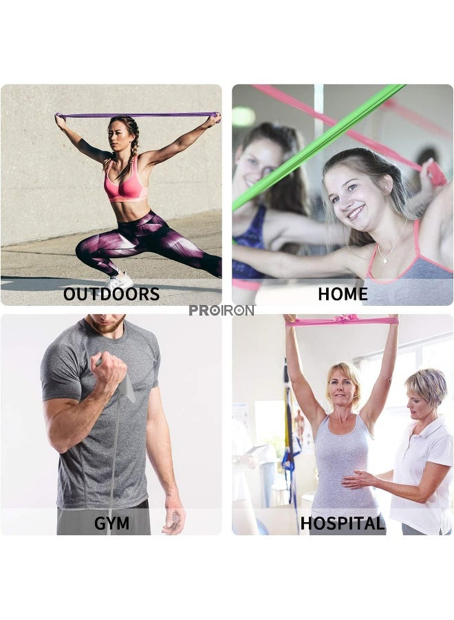 PROIRON 2 in 1 Resistance Bands Set - Includes Resistance Loop Bands, Physical Therapy Bands for Home Fitness, Stretching, Strength Training, Physical Therapy, Elastic Workout Bands for Whole Body - Image 5