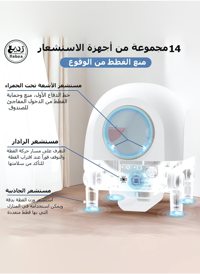 RabeaDirect Rabea Self Cleaning Cat Litter Box with APP Control, 68L Large Capacity, Exhaust Odor Removal, 14 Sets of Safety Sensors, Scooping Free, Smart Cleaning Robot for Multi Cats, Compatible with Most Sands  - Image 3