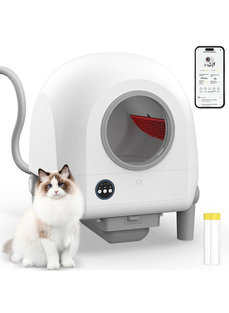 RabeaDirect Rabea Self Cleaning Cat Litter Box with APP Control, 68L Large Capacity, Exhaust Odor Removal, 14 Sets of Safety Sensors, Scooping Free, Smart Cleaning Robot for Multi Cats, Compatible with Most Sands  - Image 1