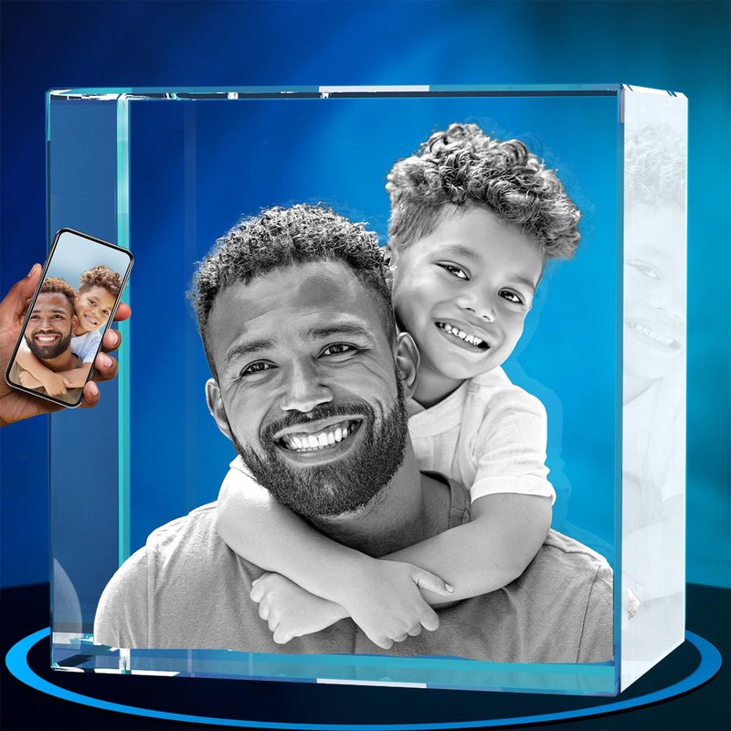 Artpix 3D Crystal Photo Gifts Figuredized Homports مع صورتك الخاصة لأبي أمي Men Men Women 3D Laser المحفورة المحفورة بالمربع المربى المخصصة للاحتفال بالأزواج الأزواج الأزواج - Image 1