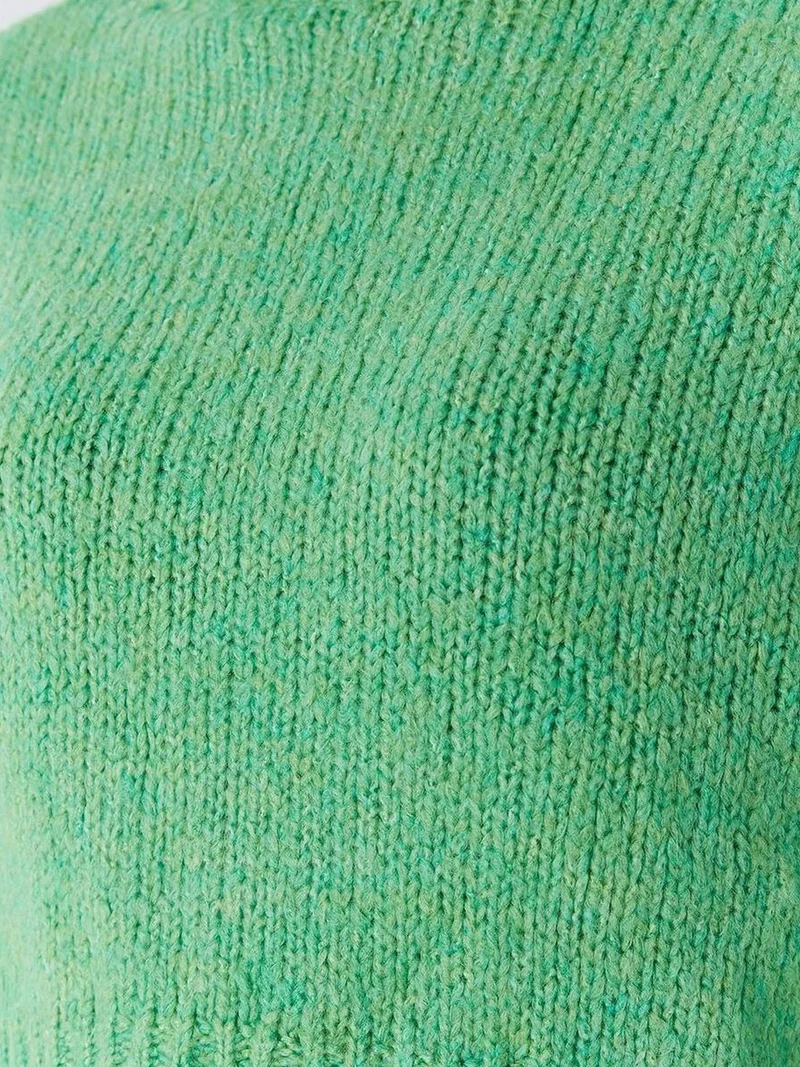 Mixray Mint Green Mixray Thick Turtleneck Textured Crop Sweater for Women | Best Price UAE