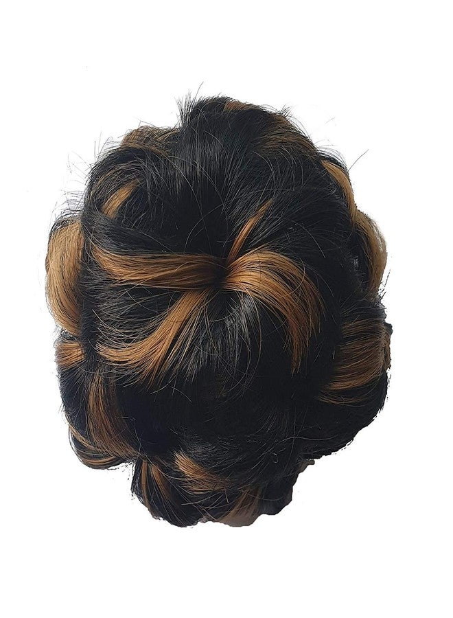 BLUSHIA Golden Highlight Claw Hair Bun Hair Extension For Women And Girls (Pack of 1) - Image 1