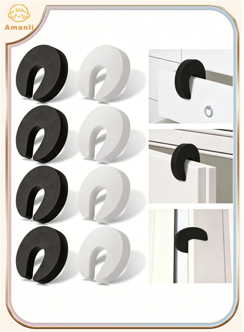 Amanli 8 Pcs Multifunctional Door Slam Stopper and Door Pinch Guard, Stylish Finger Pinch Guard, Foam Door Stopper Prevent Finger Injuries, Slamming Doors, Keep Children Pets from Being Locked - Image 1