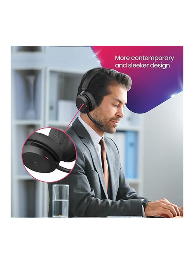 جابرا سماعة الرأس اللاسلكية Evolve2 75 Stereo MS، USB A Bluetooth Dongle، متوافقة مع Zoom، Webex، Skype، الهواتف الذكية، الأجهزة اللوحية، الكمبيوتر الشخصي أو MAC، 27599-999-999، مرفقة مع خطة دعم Global Teck Gold باللون الأسود - Image 5