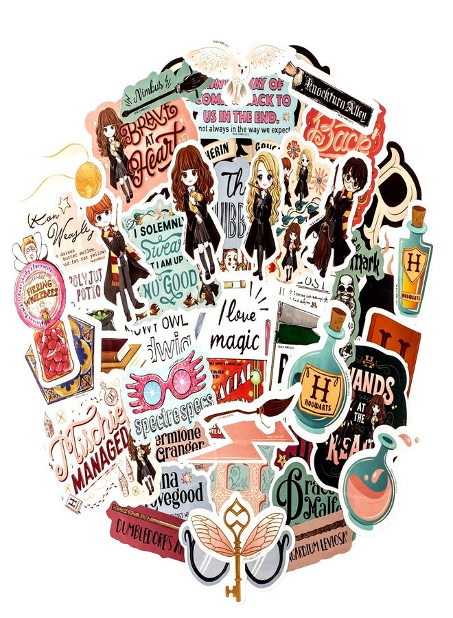 Conquest Journals Harry Potter Wands at The Ready Sticker Pack, Officially Licensed, Set of 50, Waterproof and UV Resistant, Great for All Your Gadgets, Potterfy All The Things - Image 1