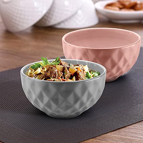 URBAN CHEF Ceramic Bowl | 500 ml | Kitchen and Home Accessories Items | Serving & Mixing Bowl | Microwave Safe Bowl Set | Ice Cream Bowl | Bowl Set for Gift | Set of 2 | Grey & Peach | - Image 1