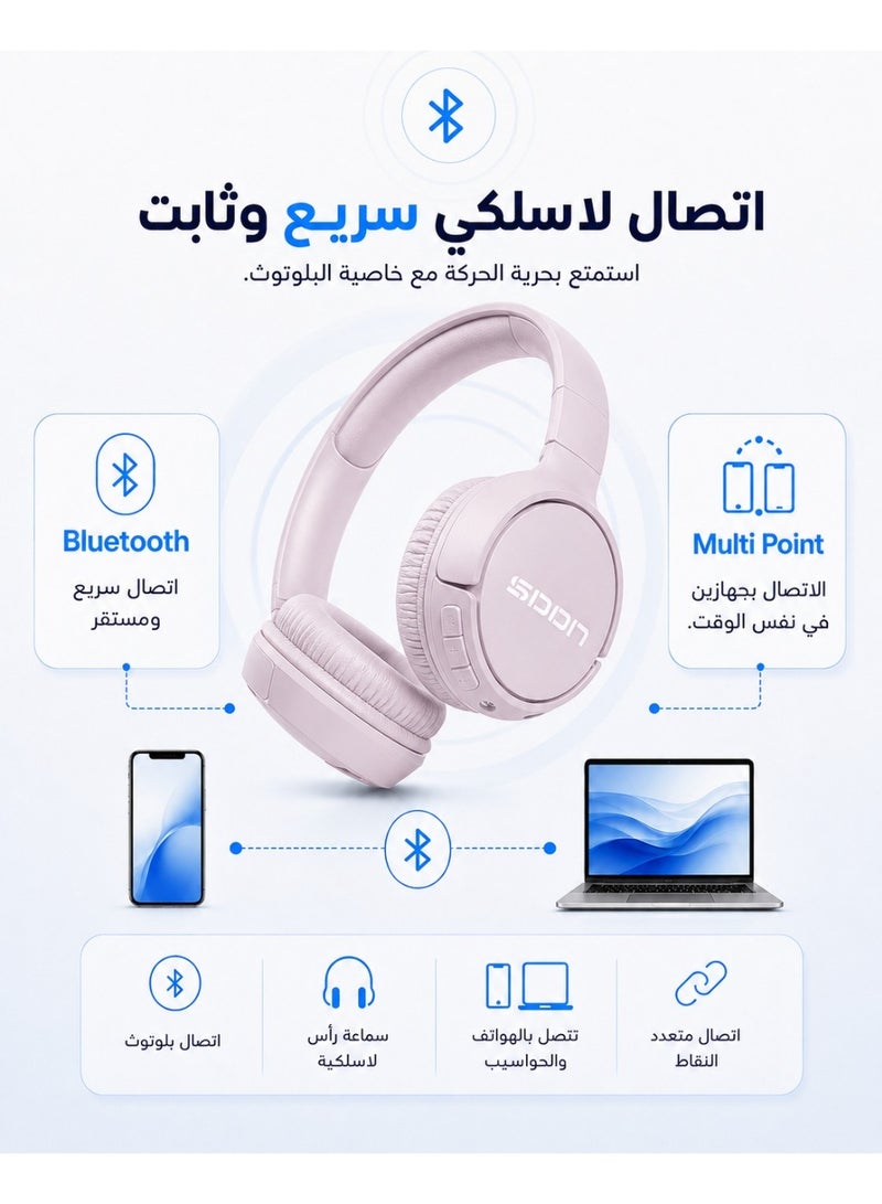 سبون سماعة رأس لاسلكية تعمل بتقنية البلوتوث فوق الأذن مزودة بميكروفون - Image 4