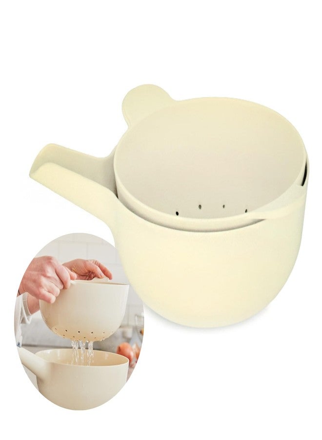 EKOBO Small Mixing Bowl and Colander Set White- 60 oz BPA-Free Eco-Composite - Nesting Kitchen Mixing Bowls for Washing Mixing Serving - Compact Dishwasher Safe Kitchen Essentials - Image 1