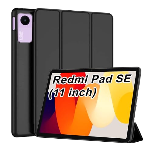 CEDO Tri-Fold for Redmi Pad SE (11 in) Smart Case Flip Cover with Multi Viewing Angles Stand | Leather Finish | Heat Dissipation | TPU Backcover (Black) - Image 1