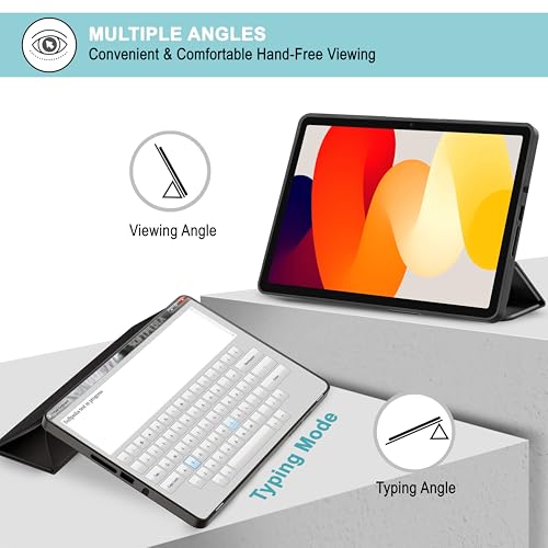 CEDO Tri-Fold for Redmi Pad SE (11 in) Smart Case Flip Cover with Multi Viewing Angles Stand | Leather Finish | Heat Dissipation | TPU Backcover (Black) - Image 3