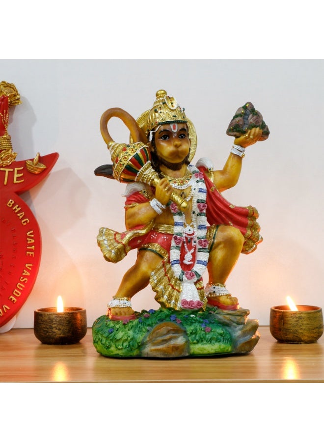 alikiki Hindu God Flying Hanuman Statue - 9.2”H Jayanti Murti Pooja Diwali Gift for Indian Friend Family Altar Puja Item Home Office Temple Mandir Shrine Yoga Meditation Spiritual Decoration - Image 3