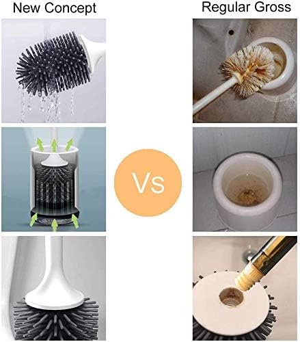 Foxelli Silicone Toilet Brush and Holder Bathroom Cleaner Brush Set Cleaner Brush Bathroom Cleaning Bowl Brush Kit with Tweezers Bathroom Accessories with Toilet Bowl Brush with TPR Soft Bristle Mounted - Image 2