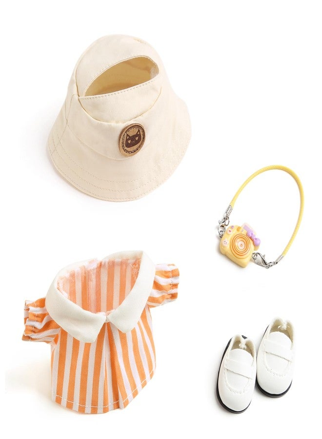 CHICHO 17cm Doll Clothes for Labubu - Kawaii Clown Style Set - Doll's Hat & Doll's Clothing & Doll's Shoes & Camera, Cute Doll Outfit with Accessories for Display, Collectors, Gift - Orange (NO Dolls) - Image 3