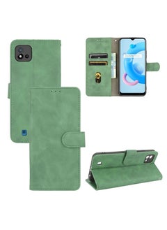 HuHa Case Cover For Realme C11 2021 / Realme C20 Solid Color Skin Feel Magnetic Buckle Horizontal Flip Calf Texture PU Leather Case with Holder & Card Slots & Wallet Green 