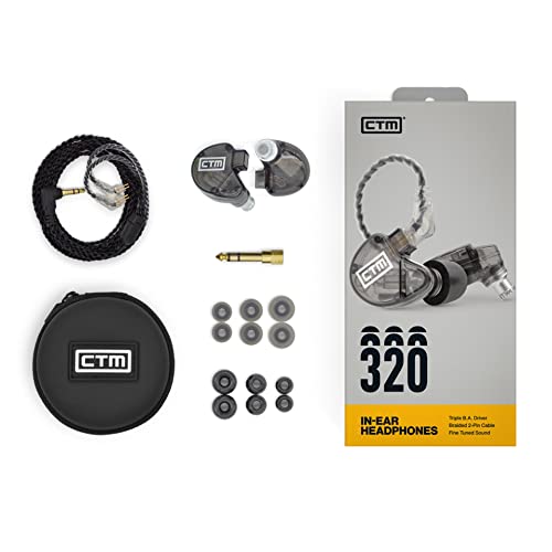 CTM CE320 Triple Driver in-Ear Monitor | Noise Isolating Professional Musician Wired in-Ear Monitor | Detachable Cable (Smoke) - Image 5