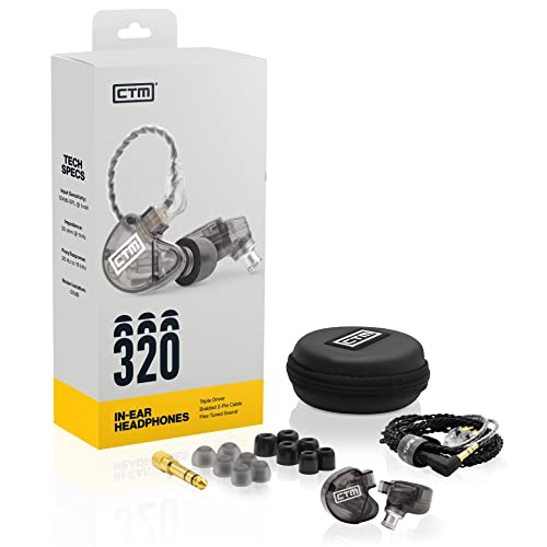 CTM CE320 Triple Driver in-Ear Monitor | Noise Isolating Professional Musician Wired in-Ear Monitor | Detachable Cable (Smoke) - Image 4