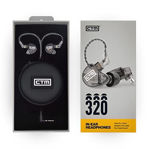 CTM CE320 Triple Driver in-Ear Monitor | Noise Isolating Professional Musician Wired in-Ear Monitor | Detachable Cable (Smoke) - Image 2