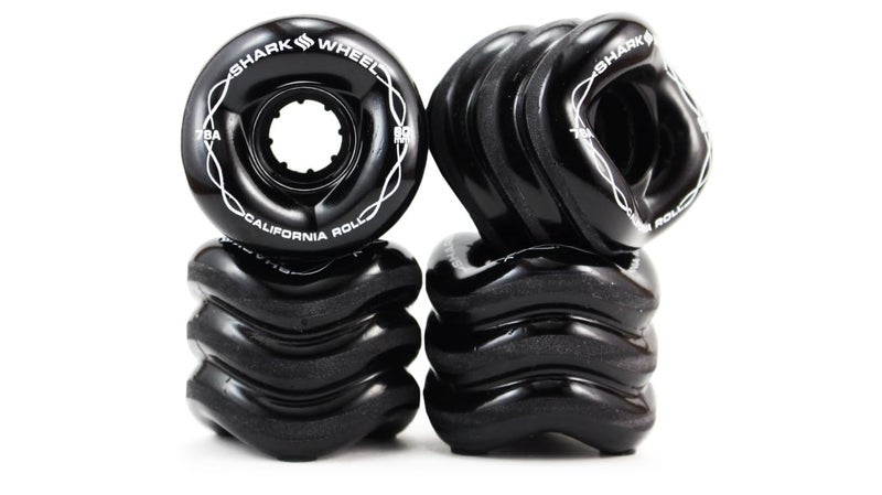 Shark Wheel 60 mm 78a, Skateboard Cruising Wheels, California Roll, Black, Set of 4 Wheels - Image 1