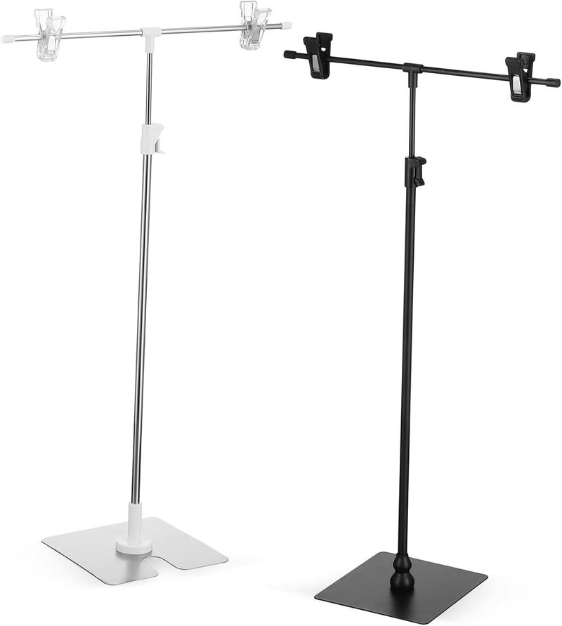 Adjustable T-Shaped Poster Stand 2 Pcs Banner Display Holder for Tabletop Sign Double-Sided Advertising Stand Stable Base for Supermarket Retail Use - Image 1