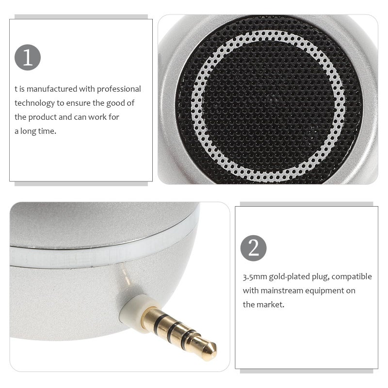 Rechargeable Mini Portable Speaker Vertical Sound Box Silver Enhanced Bass Aux Input - Image 3