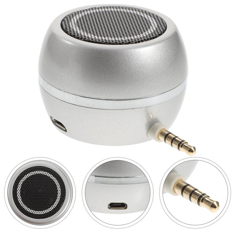 Rechargeable Mini Portable Speaker Vertical Sound Box Silver Enhanced Bass Aux Input - Image 4