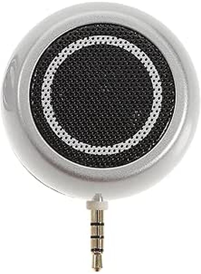 Rechargeable Mini Portable Speaker Vertical Sound Box Silver Enhanced Bass Aux Input - Image 1
