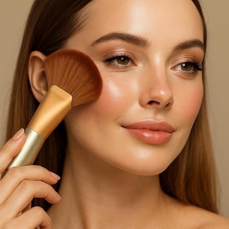 فرشاة بودرة جسم احترافية كبيرة على شكل مروحة، فرشاة تان متعددة الاغراض لتسمير البشرة الذاتية، فرش مروحة وجه كبيرة بشعيرات ناعمة، مناسبة لرش التسمير ووضع المكياج وصالونات التجميل - Image 5
