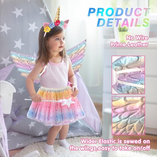 Creatoy Unicorn-Costume for Girls with unicorn rainbow tutu Toddler Rainbow Fairy Wings Princess Unicorn Birthday Party Supplies Halloween Favors - Image 4