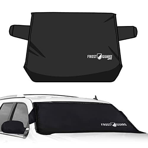 FrostGuard Plus Winter Windshield Cover with Builtin Security Panels and Wiper Blade Coverage Mirror Covers Weather Resistant Protects from Snow Ice and Frost Black XL