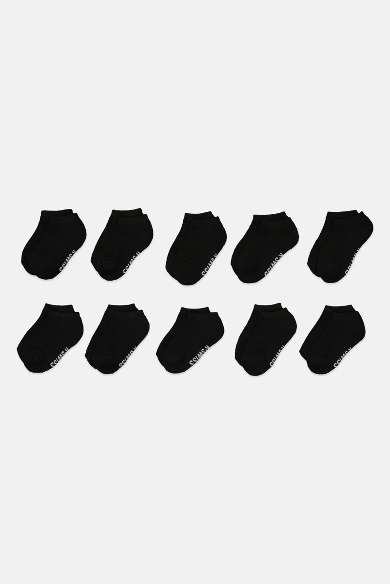 K-SWISS Toddlers Boy 10 Pairs Brand Logo Ankle Socks, Black - Image 3