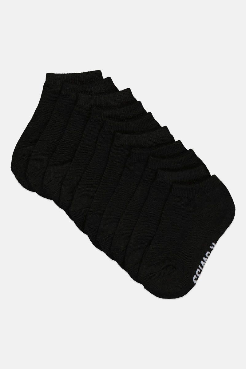 K-SWISS Toddlers Boy 10 Pairs Brand Logo Ankle Socks, Black - Image 1