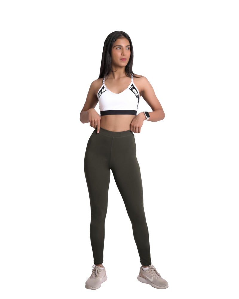 Mehrang Women's Stretch Fit Yoga Pants, Track Pants Stretchable Gym Legging Tights (XL, Olive) - Image 4