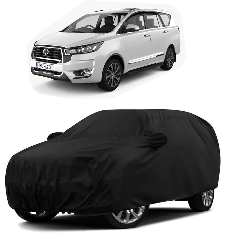 Sulfar 100% Water Resistant Car Body Cover Compatible with Mirror for Toyota Innova Crysta (Triple Stitched, Full Bottom Elastic, Black) - Image 1