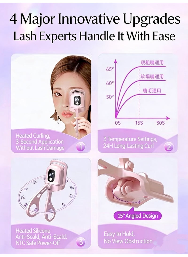 LuckSa Heated Eyelash Curlers Electric Eyelash Curler with LED Display, 3 Temperature Modes 24H Long Lasting Anti-Burn  Rechargeable Natural Curling for Women Makeup Tools Gifts - Image 2