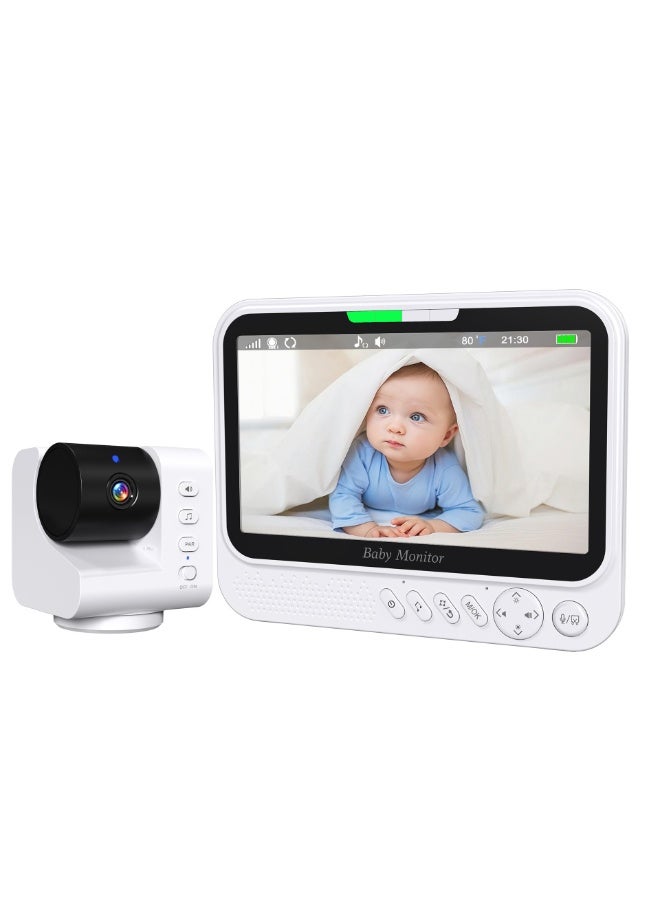 YUFAN No WiFi Baby Monitor, 7 Inches IPS Screen, 1080p Baby Monitor with Camera and Audio, 5000mAh Battery, 300M Range, 6 Lullabies & 2 White Noise, VOX, Temperature Sensor, Night Vision, 2-Way Talk - Image 1