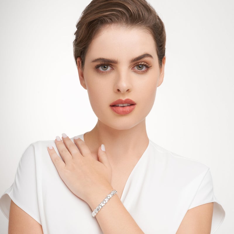 MORGAN & PAIGE .925 Sterling Silver XOXO Hugs and Kisses Tennis Bracelets for Women - Polished Finish Elegant Design for Friendship and Relationship, Silver Bracelets for Women 7 inch - Image 4