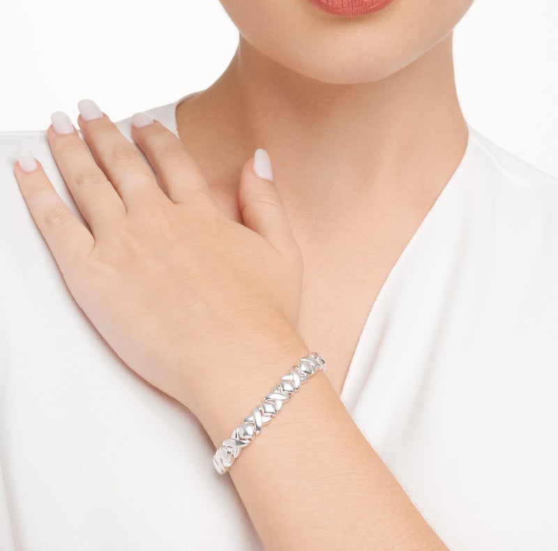 MORGAN & PAIGE .925 Sterling Silver XOXO Hugs and Kisses Tennis Bracelets for Women - Polished Finish Elegant Design for Friendship and Relationship, Silver Bracelets for Women 7 inch - Image 2