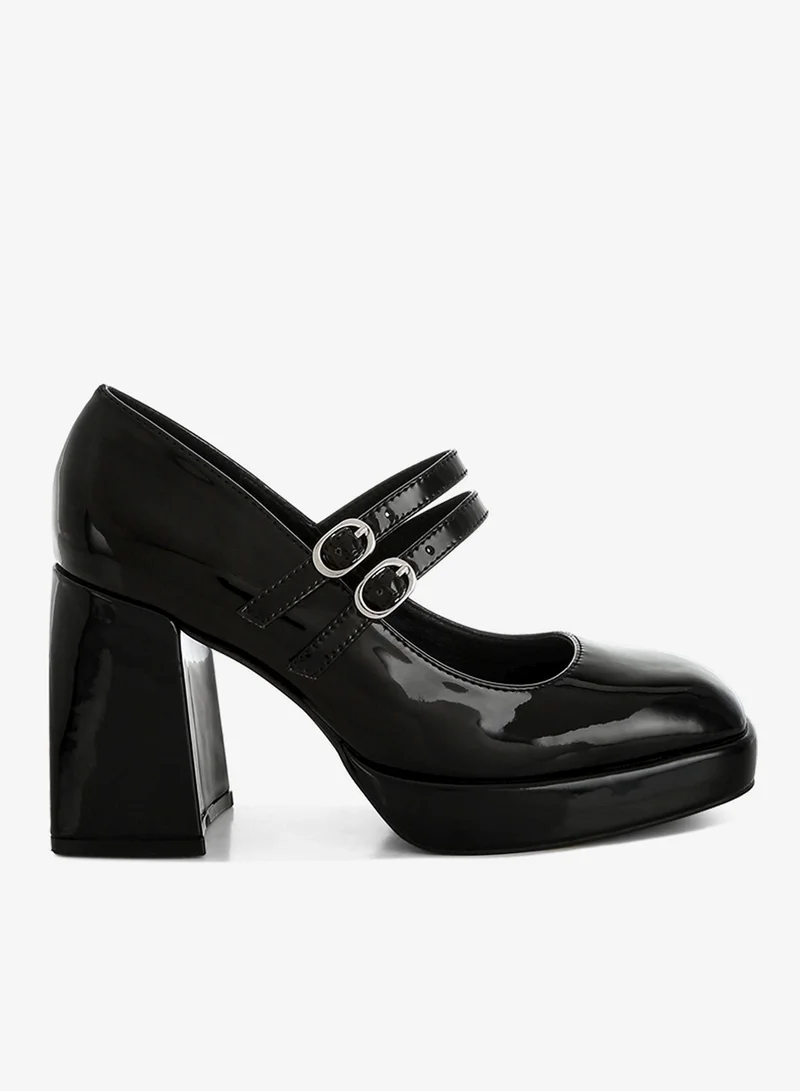 London Rag Double Strap Mary Jane Sandals in Black
