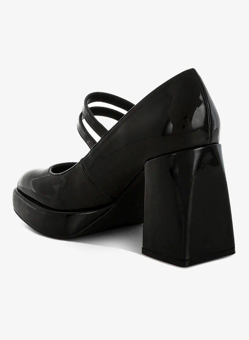 London Rag Black Double Strap Mary Jane Sandals in Black for Women | Best Price UAE