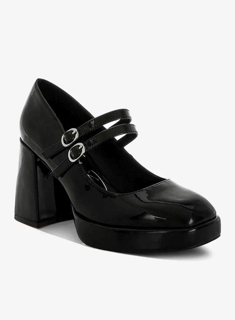 London Rag Double Strap Mary Jane Sandals in Black