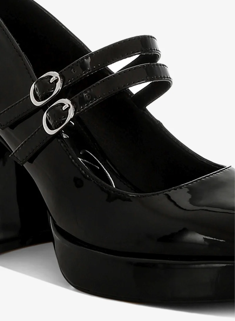 London Rag Black Double Strap Mary Jane Sandals in Black for Women | Best Price UAE