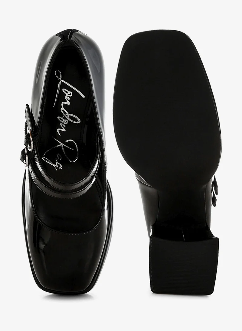 London Rag Black Double Strap Mary Jane Sandals in Black for Women | Best Price UAE