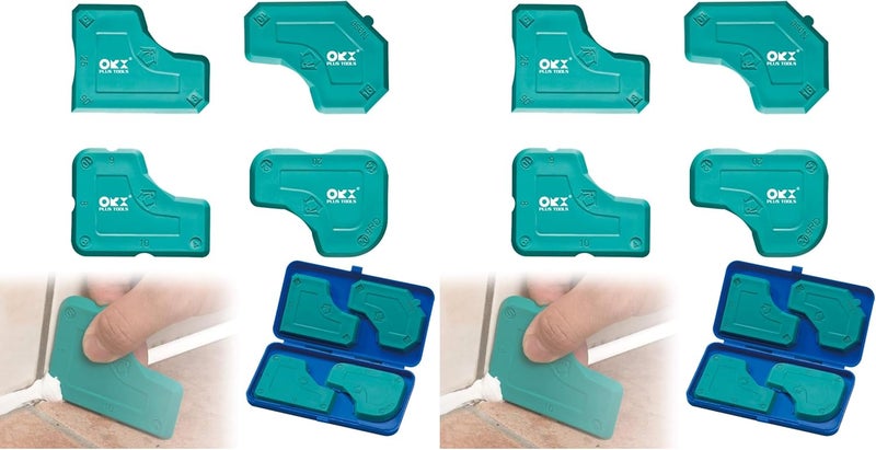 ORX PLUS TOOLS ORXPLUS Tools 4 Pieces Caulking Tool Kit Silicone Sealant Finishing Tool for Silicone Sealant Grout Finishing Sealing, Green (Pack of 2) - Image 1