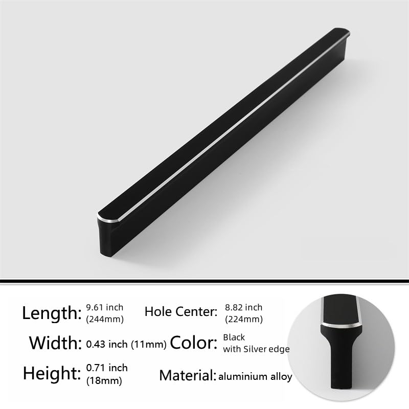 Shozafia 5 Pack Black Cabinet Pulls with Silver Edge Kitchen Hardware Handles for Dresser Drawers T Shape Cabinet Hardware 961 inchBlack with Silver Edge - Image 3